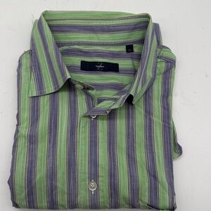 Zegna Sport Green and Blue Striped Button-Up Shirt
